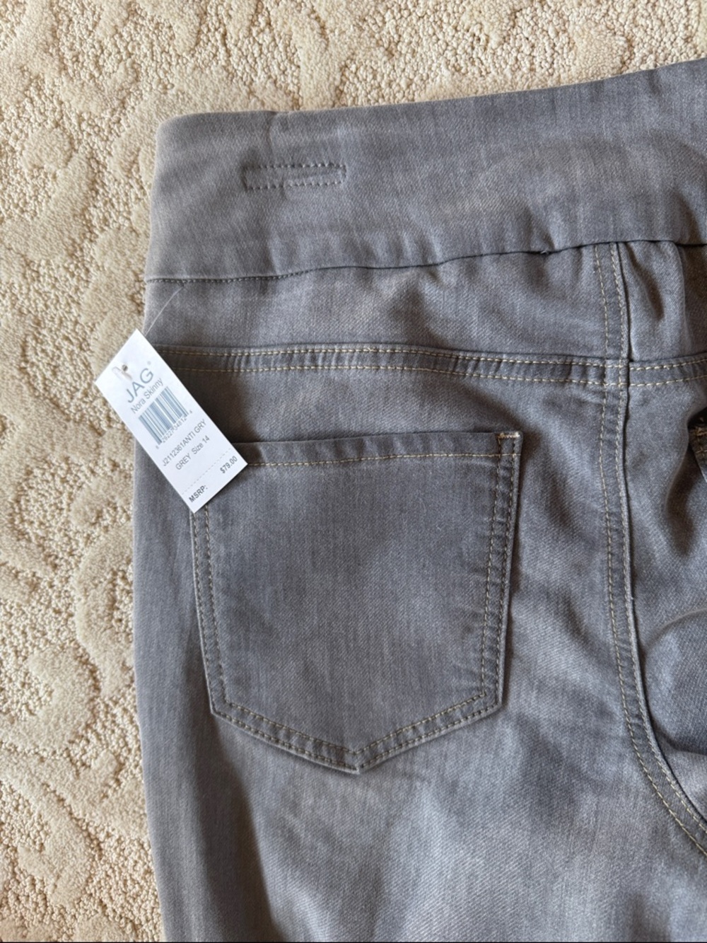 JAG Knit Denim High Rise Skinny Jeggings - Grey Size 14 NWT - Picture 9 of 9